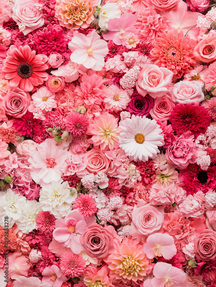 custom made wallpaper toronto digitalFloral Symphony in Pink: A captivating close-up of a rich and vibrant flower wall in varying shades of pink, offering a feast for the eyes with a diverse array of blooms.