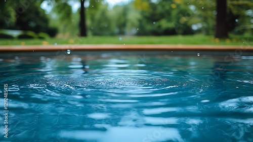 Rain drops in a pool