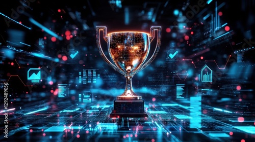 Wallpaper Mural Digital trophy celebration virtual environment 3d graphics futuristic design Torontodigital.ca