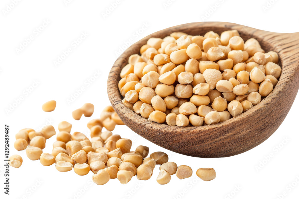 Spoonful of nuts is shown on a white background, isolated Spoonful of nuts is shown on a white background, isolated