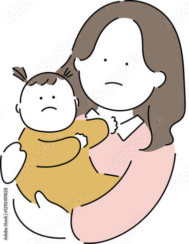 色々なお母さんと赤ちゃん「むむむ」_キュート