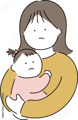 色々なお母さんと赤ちゃん「むむむ」_ナチュラル