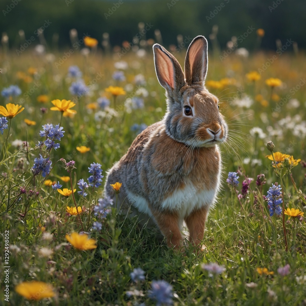 Fototapeta premium rabbit in the meadow jerusalem, mosque, architecture, dome, church, city, israel, religion, travel, sky, building, old, malta, view, temple, europe, town, ancient, landmark, tourism, skyline, 