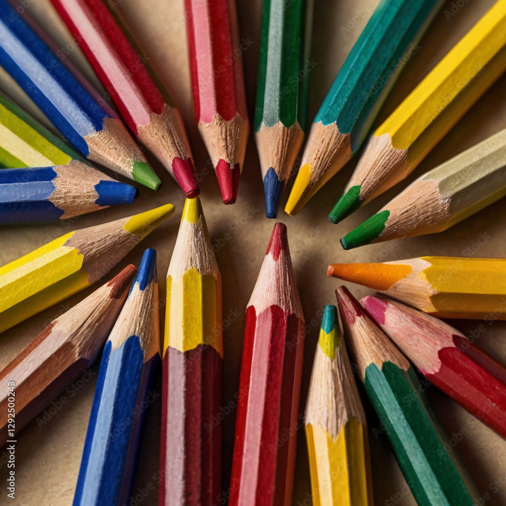 Colored pencils in diagonal pattern Colored pencils in diagonal pattern