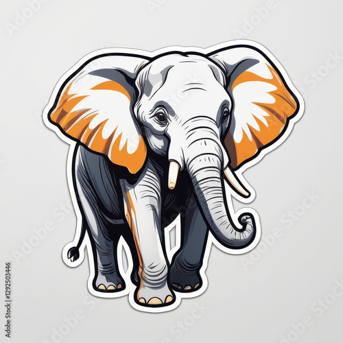 Wallpaper Mural Colourful cartoon illustration of a majestic elephant with artistic orange and white accents, showcasing creativity and whimsy Torontodigital.ca