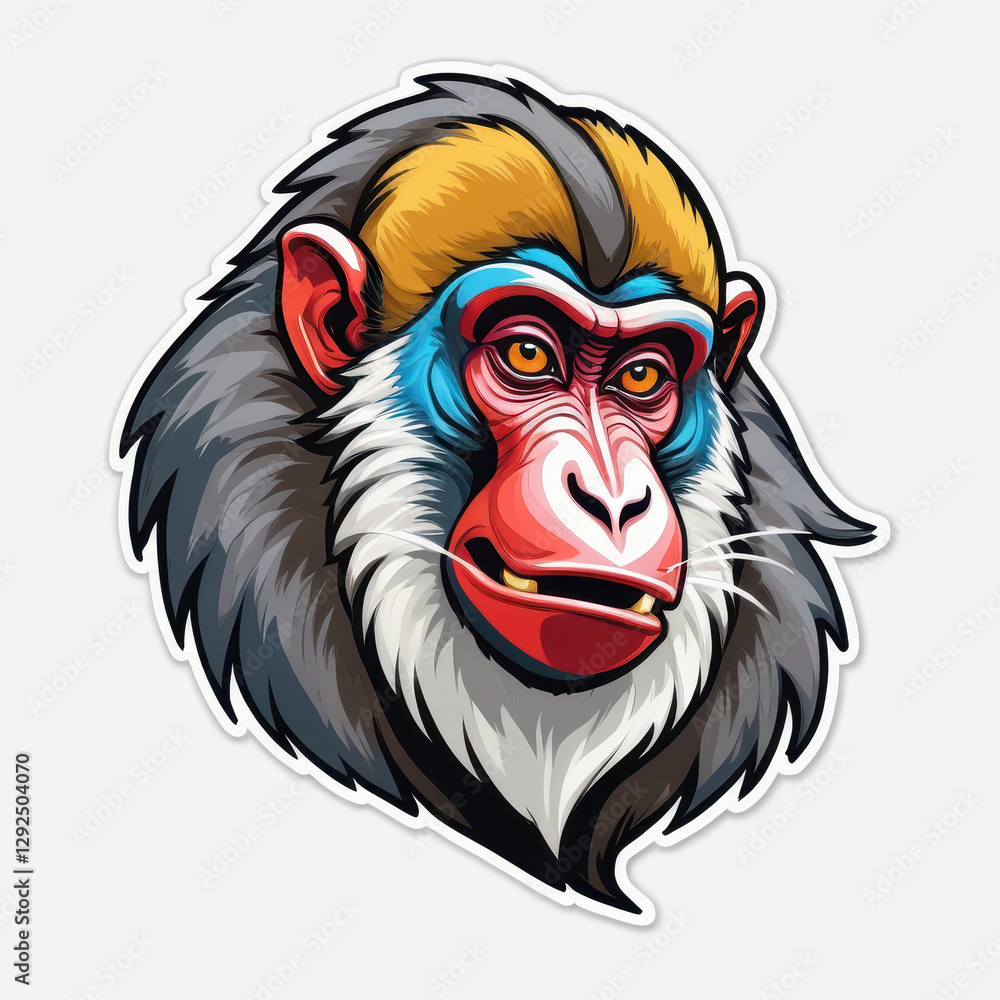 custom made wallpaper toronto digitalVibrant digital artwork of a mandrill, featuring expressive details and bold colours