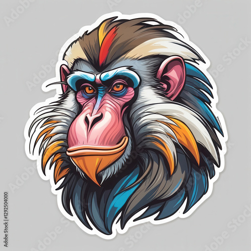 Wallpaper Mural Vibrant digital artwork of a mandrill, featuring expressive details and bold colours Torontodigital.ca