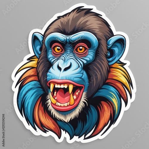 Wallpaper Mural Vibrant digital artwork of a mandrill, featuring expressive details and bold colours Torontodigital.ca