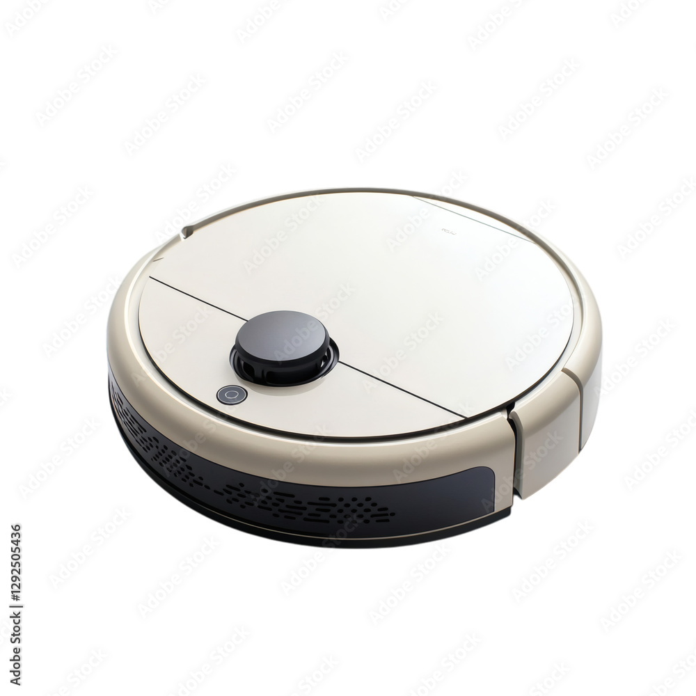 A Futuristic Robotic Vacuum Cleaner Isolated on Transparent Background A Futuristic Robotic Vacuum Cleaner Isolated on Transparent Background