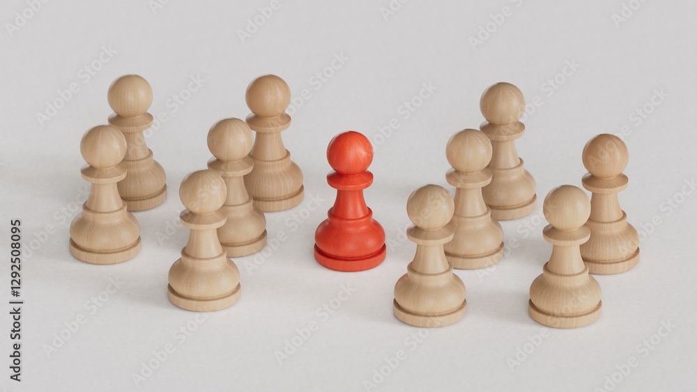 3D illustration of two groups of pawns and a mediator in the middle. Abstract concept of arbitration between two parties.Made and rendered in C4D, not AI. 3D illustration of two groups of pawns and a mediator in the middle. Abstract concept of arbitration between two parties.Made and rendered in C4D, not AI.