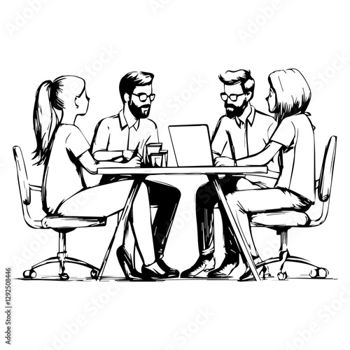 Corporate Professionals Brainstorming – Business Silhouette Concept