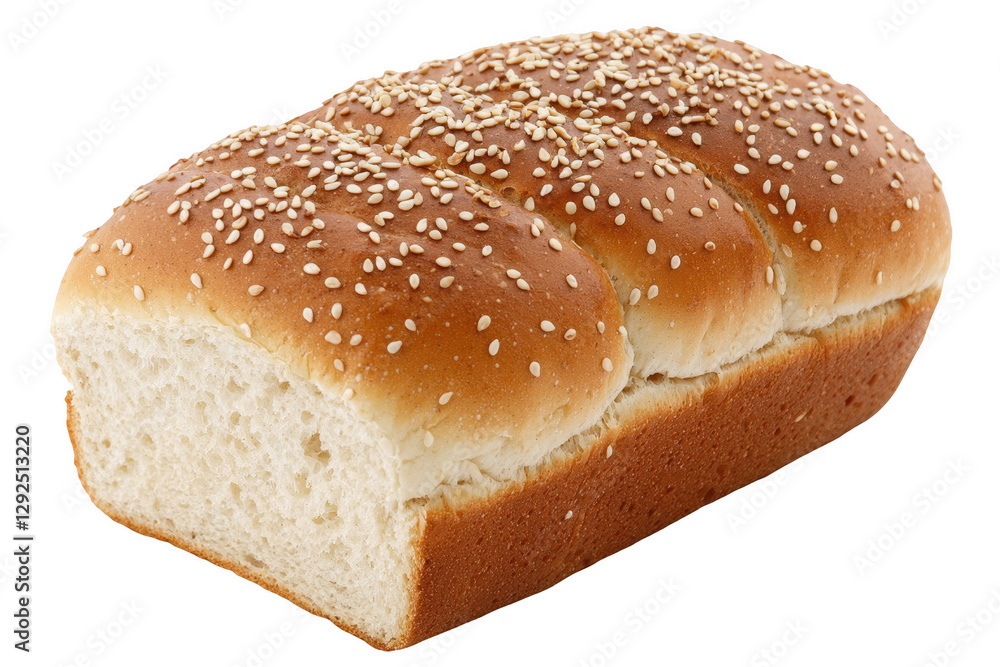 Freshly baked sesame seed loaf cut into slices ready for serving, perfect for sandwiches or toasting at any meal of the day Freshly baked sesame seed loaf cut into slices ready for serving, perfect for sandwiches or toasting at any meal of the day