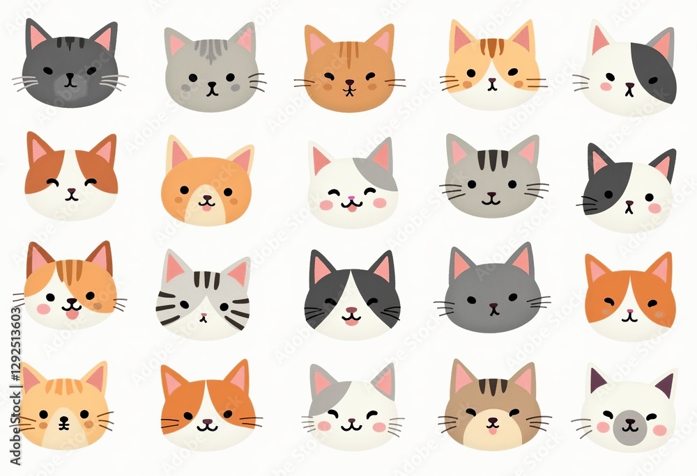 Charming Pastel Cat Face Stamp Design: A Seamless Pattern on White Paper, Detailed and Cute, Ideal for Children's Products, Gift Wrapping, and Animal Lovers' Decor.
Charming Pastel Cat Face Stamp Design: A Seamless Pattern on White Paper, Detailed and Cute, Ideal for Children's Products, Gift Wrapping, and Animal Lovers' Decor.