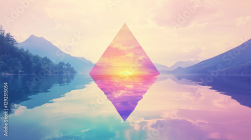 Geometric Crystal Reflected in Tranquil Lake
