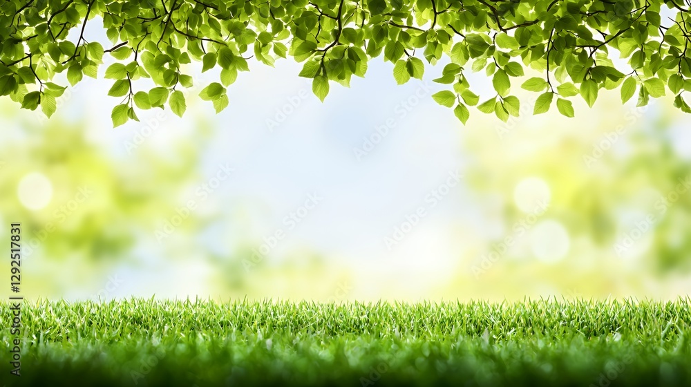 Bright Green Grass and Lush Leaves Background Bright Green Grass and Lush Leaves Background