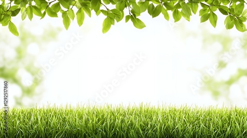 Bright Green Grass and Lush Leaves Background