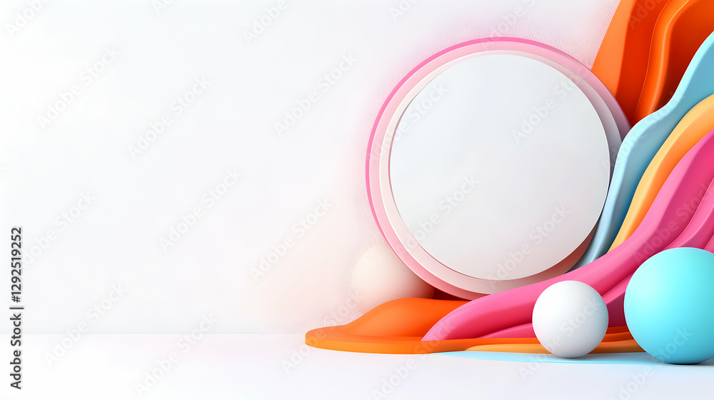 Pastel Abstract Website Banner with Colorful Waves and Circles Pastel Abstract Website Banner with Colorful Waves and Circles