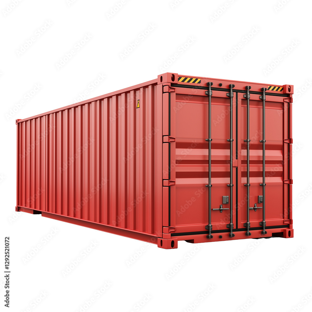 3D rendering of a red cargo container isolated on transparent background 3D rendering of a red cargo container isolated on transparent background