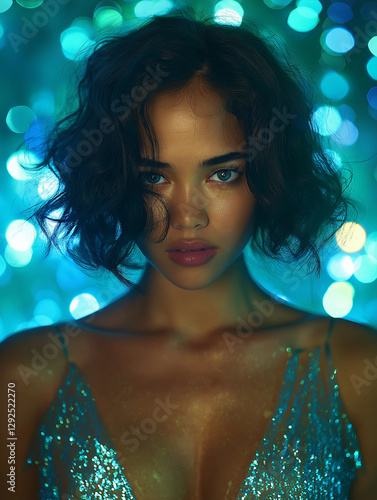 Portrait of Woman with Sparkling Background
