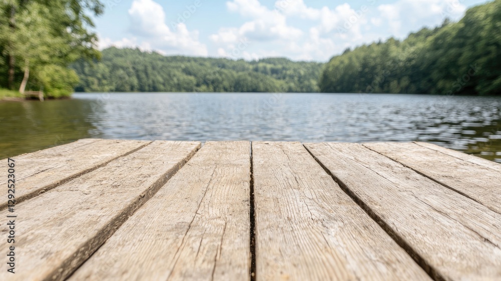 Fototapeta premium Wooden dock lake summer nature calm background