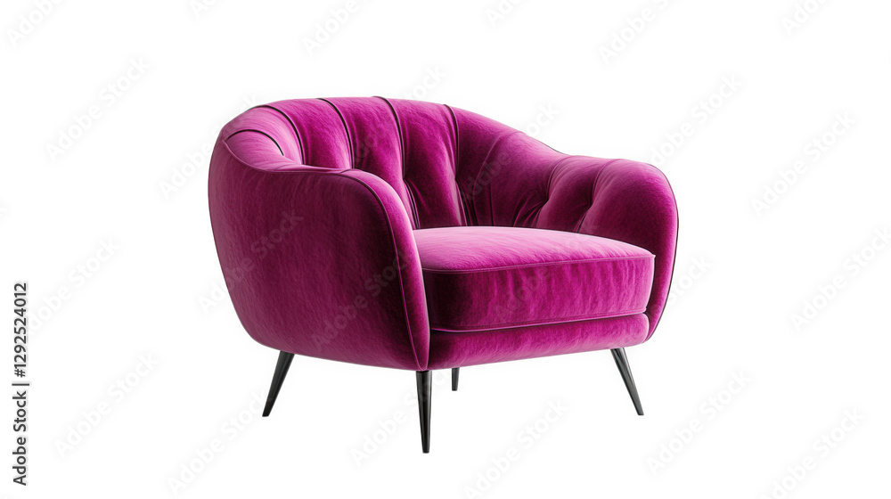 stylish. plush armchair with a vibrant pink upholstery and sleek black legs. designed for comfort and aesthetic appeal it showcases a modern. elegant design suitable for contemporary living spaces. em stylish. plush armchair with a vibrant pink upholstery and sleek black legs. designed for comfort and aesthetic appeal it showcases a modern. elegant design suitable for contemporary living spaces. em