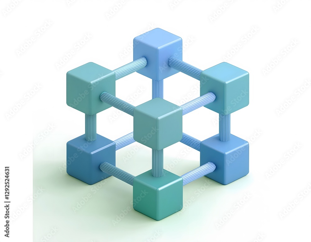 Obraz premium Financial inclusion, economy and technology : 3D icon of Blockchain technology, decentralized finance, secure transactions.