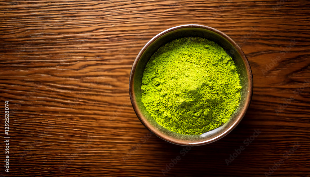 Close-up of Matcha Powder in a Tea Bowl Close-up of Matcha Powder in a Tea Bowl