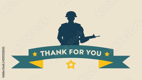 Military appreciation graphic highlighting a soldier with a message of gratitude on a simple background