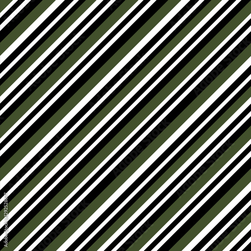Diagonal striped pattern in black, white and military green