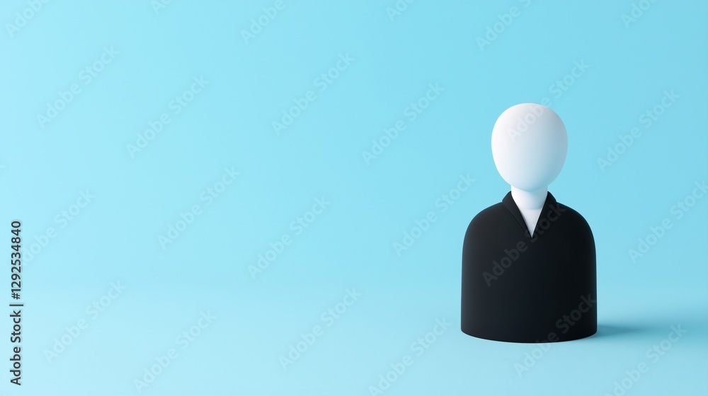 Virtual Conference Call Concepts. Minimalistic figure in a suit against a light blue background. Virtual Conference Call Concepts. Minimalistic figure in a suit against a light blue background.