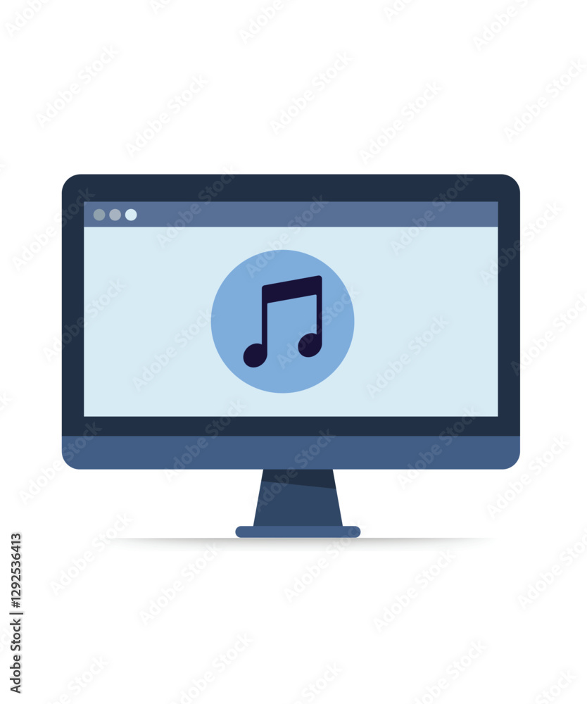 Music on desktop computer icon stock illustration Music on desktop computer icon stock illustration