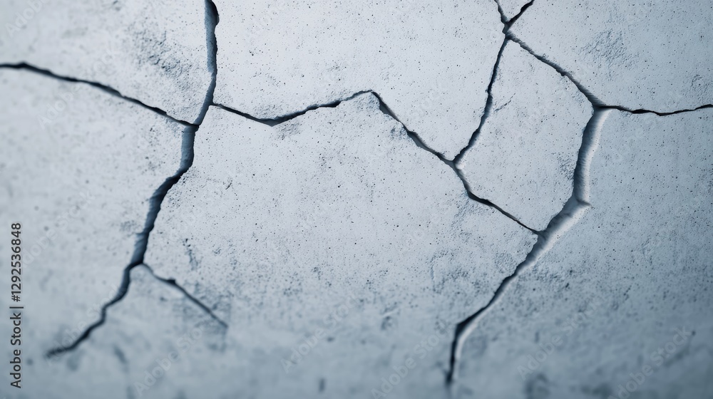 Obraz premium A close-up view of a cracked surface, showcasing intricate patterns of fissures against a light backdrop.