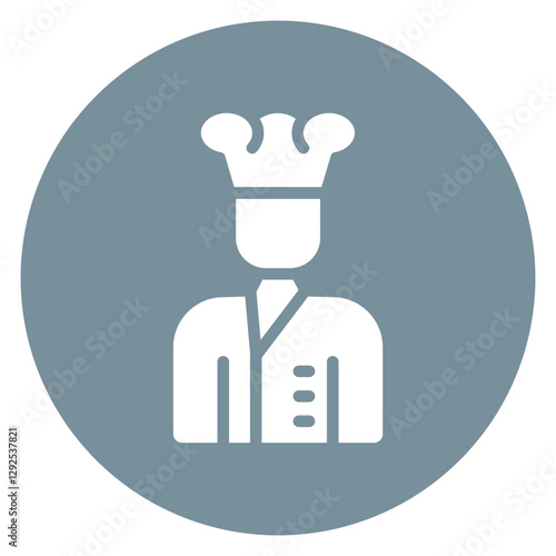 Minimalist Line Art Circular Chef with Hat and Apron Icon