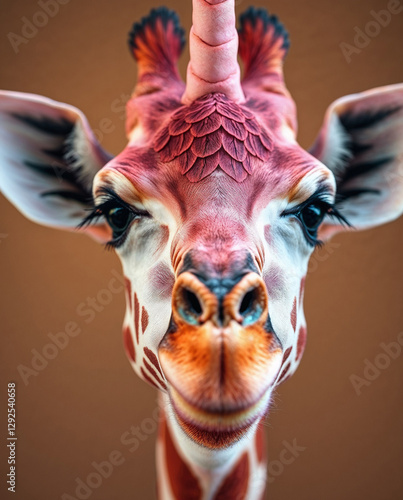 A fun pink unicorn giraffe portrait