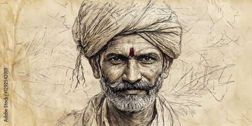 Wallpaper Mural Indian Man Turban Drawing Torontodigital.ca