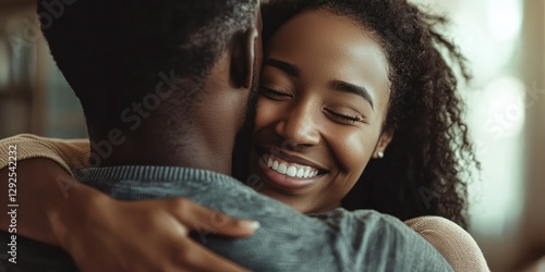 International couple celebrating successful visa sponsorship â€“ A happy couple embracing after a successful spousal visa approval