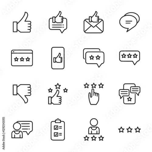 A set of icons for thumbs up, thumbs down, and stars