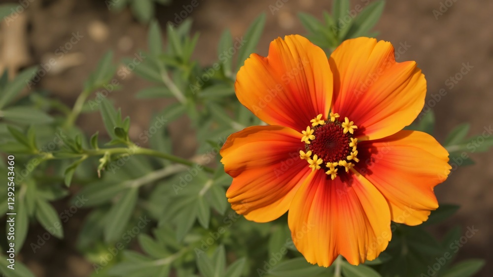 Vibrant Orange Cosmos Flower in Full Bloom Vibrant Orange Cosmos Flower in Full Bloom