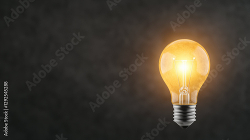 Bright idea for business growth with glowing light bulb illuminating dark
