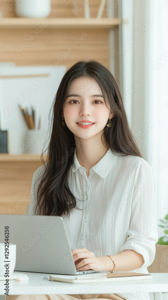 creative young woman working on her laptop in modern office space, exuding confidence and focus creative young woman working on her laptop in modern office space, exuding confidence and focus