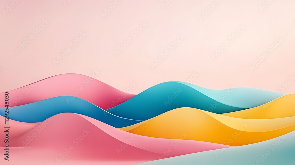Fototapeta premium Abstract Colorful Wave Forms: A 3D Rendered Design AI Generated