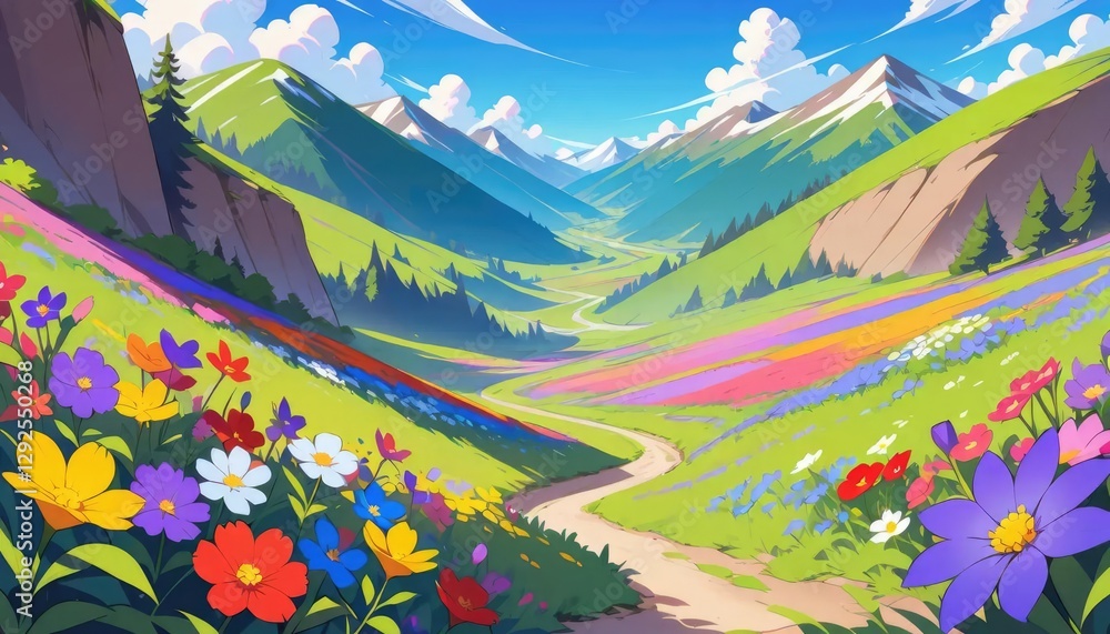 Fototapeta premium landscape with flowers