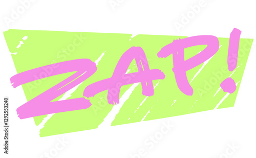 手書き文字素材。英語のテキストグラフィック「ZAP!」