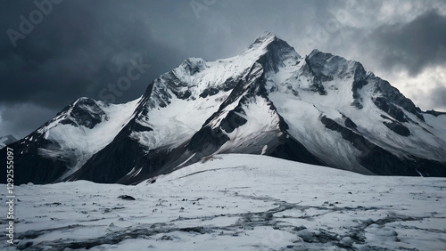 Powerful Avalanche Rolling Down Snowy Mountain Peaks