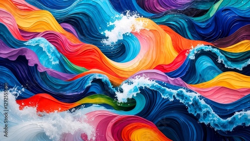 Wallpaper Mural Vibrant abstract waves inspiring colorful modern art Torontodigital.ca