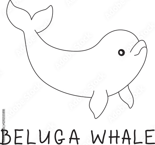 beluga whale raised fin with text below hand written