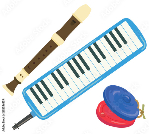 音楽の授業で使う楽器セット ベクター素材