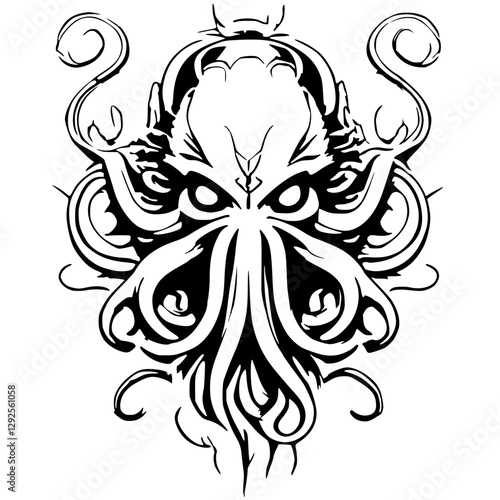 Octopus monster silhouette
