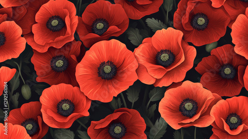 Wallpaper Mural Seamless pattern with poppies flowers. Vector illustration Torontodigital.ca