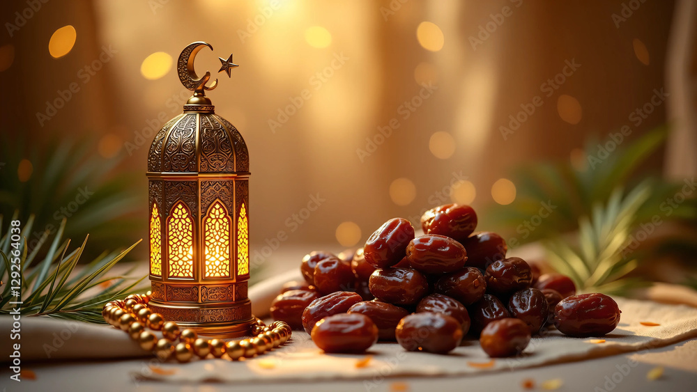 Dates with Arabic Lantern, Luxurious Ramadan Decoration, Fresh and Juicy Middle Eastern Dates, Organic Gourmet Food for Islamic Festivities and Advertising Purposes
Dates with Arabic Lantern, Luxurious Ramadan Decoration, Fresh and Juicy Middle Eastern Dates, Organic Gourmet Food for Islamic Festivities and Advertising Purposes